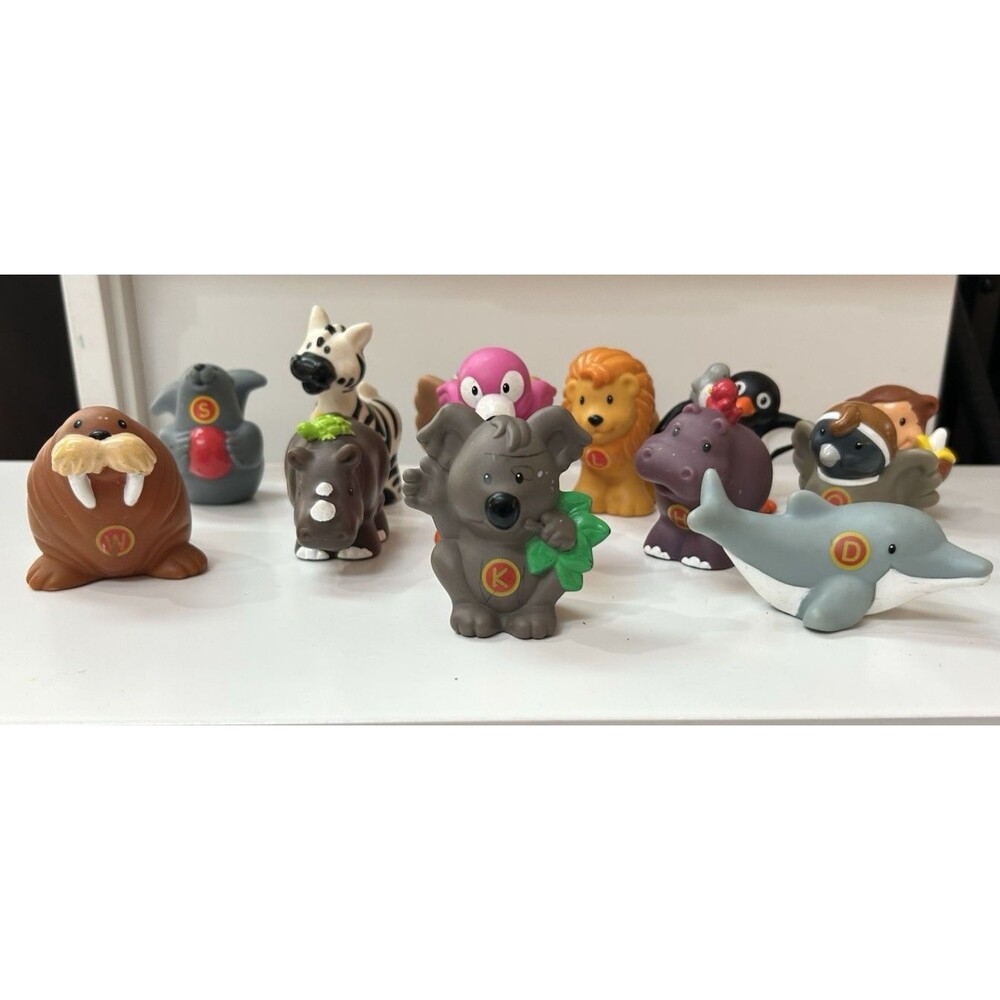 Lot 12 Fisher Price Little People Alphabet Letters Animals  monkey lion penguin